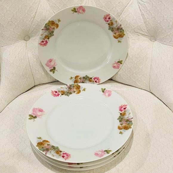 Vintage Thomas Sevres Bavaria Other - JE21-Vintage 4 PIECE SET Bavarian Cottagecore Cottage Roses Plates
